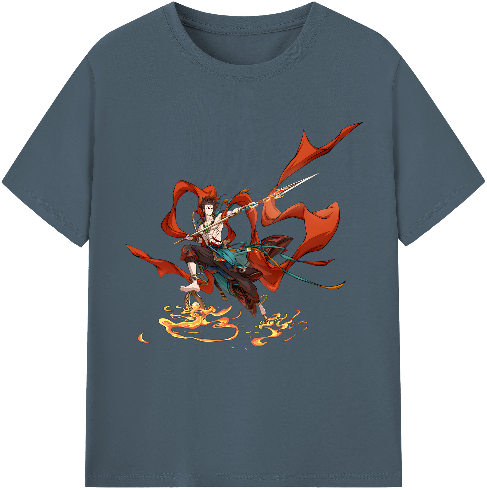 （画像用） Ne Zha 2 ナタ 魔童の大暴れ 綿100％半袖Tシャツ（フロントプリント）